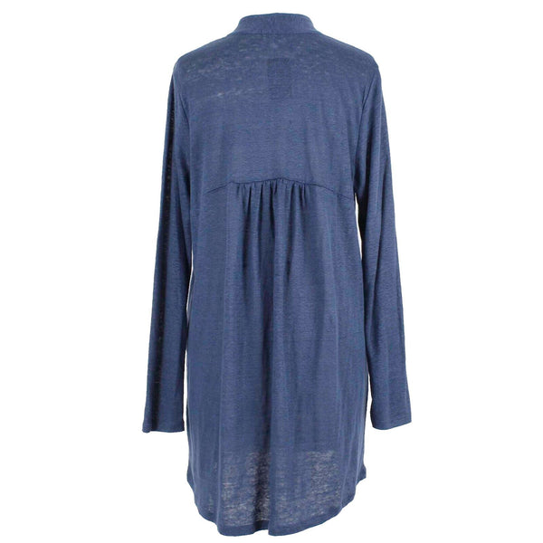 J Jill NEW $69 Sz S Indigo Blue Ruffle Back 100% Linen Wrap
