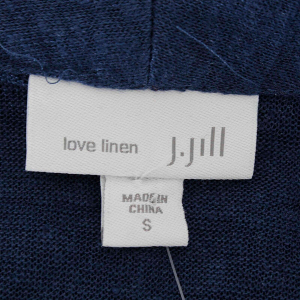 J Jill NEW $69 Sz S Indigo Blue Ruffle Back 100% Linen Wrap