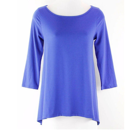 Cyrus NEW $49 Sz XS Huafa Royal Blue Flowy Rayon Spandex Raw Hem Top