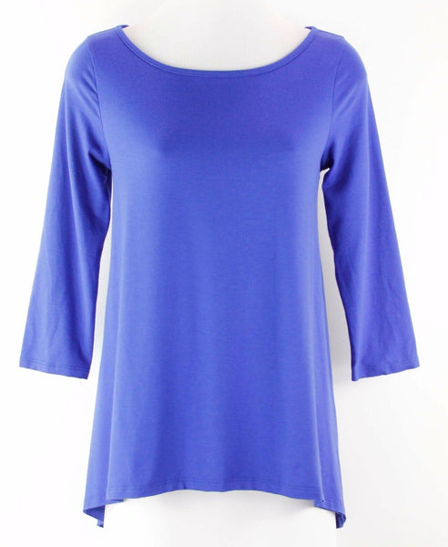 Cyrus NEW $49 Sz XS Huafa Royal Blue Flowy Rayon Spandex Raw Hem Top