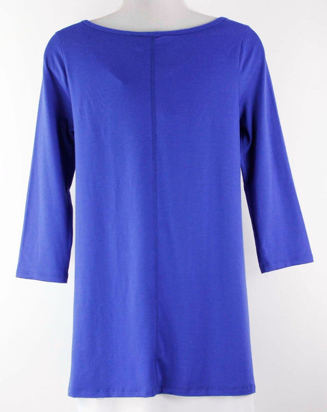 Cyrus NEW $49 Sz XS Huafa Royal Blue Flowy Rayon Spandex Raw Hem Top