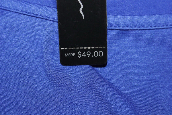 Cyrus NEW $49 Sz XS Huafa Royal Blue Flowy Rayon Spandex Raw Hem Top