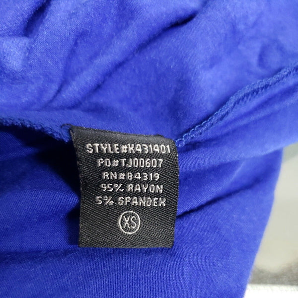 Cyrus NEW $49 Sz XS Huafa Royal Blue Flowy Rayon Spandex Raw Hem Top