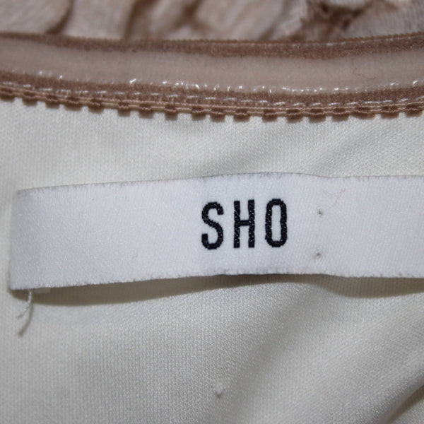 Sho Dress Sz ? Beige White Lace Lined Nylon Cotton Spandex Dress