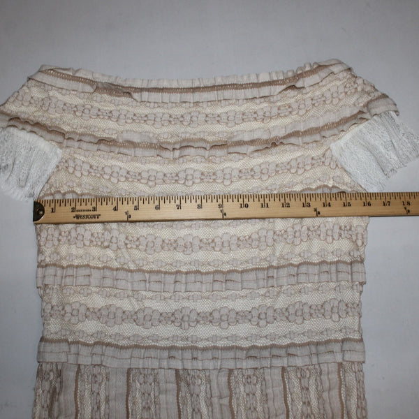 Sho Dress Sz ? Beige White Lace Lined Nylon Cotton Spandex Dress