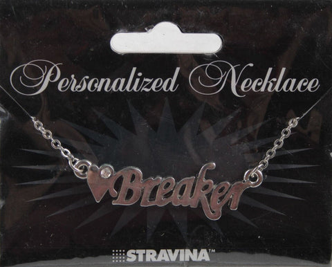 ❤ BREAKER Name Silvertone Rhinestone 14.5" w 4.5" Multi Ring Ext Necklace