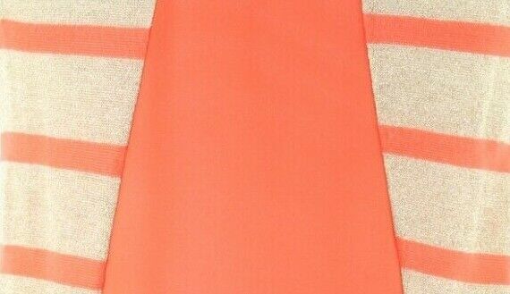 Soprano Sz M Orange Gold Metallic Stripe Sheer Back Panel Rayon Blend Top