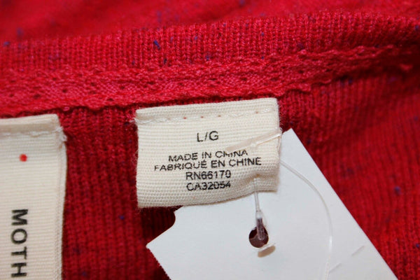 Moth NWT $78 Sz L Red Purple Speckled Cowl Cotton Blend Slouchy Sweater