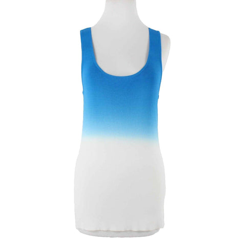 Fontana Sz S Ocean Blue White Ombre Scoop Neck Rayon Nylon Top