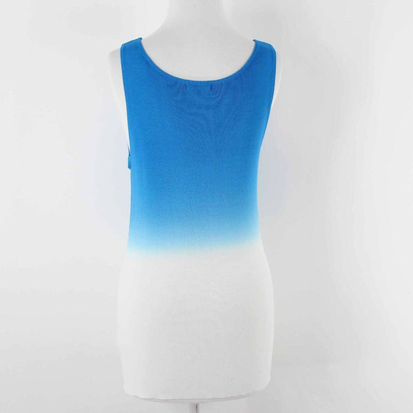 Fontana Sz S Ocean Blue White Ombre Scoop Neck Rayon Nylon Top