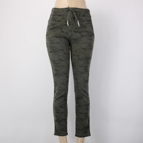 Flog Jeans Sz 27 x 27 Green Camo Skinny Leg Drawstring Pocket Cotton Lycra Jeans