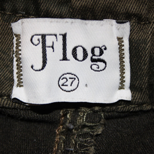 Flog Jeans Sz 27 x 27 Green Camo Skinny Leg Drawstring Pocket Cotton Lycra Jeans
