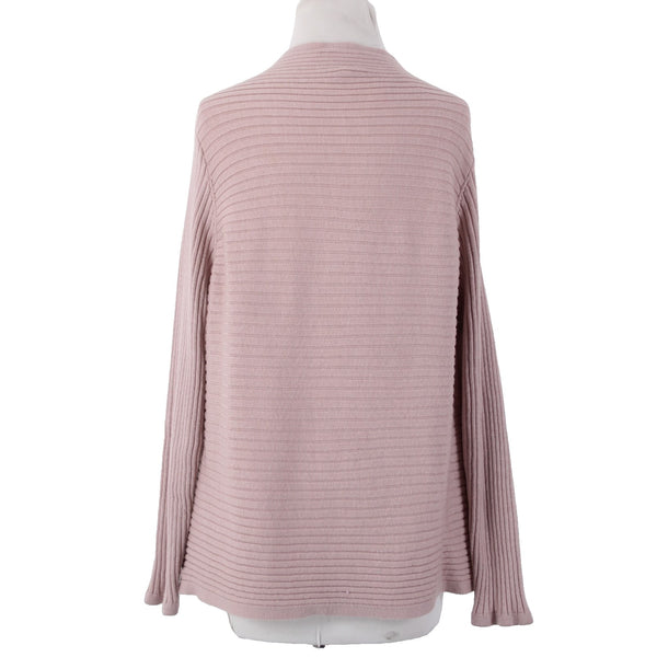 Eileen Fisher Sweater Sz L Pink Knit Ribbed 100% Extra Fine Merino Wool Sweater