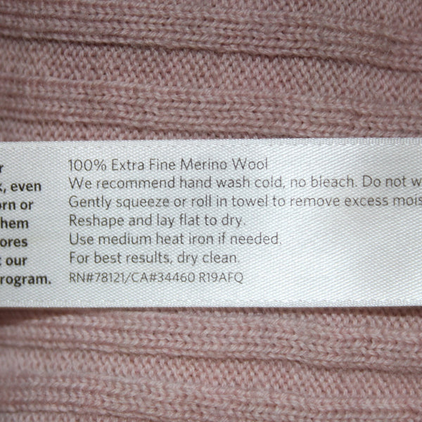 Eileen Fisher Sweater Sz L Pink Knit Ribbed 100% Extra Fine Merino Wool Sweater
