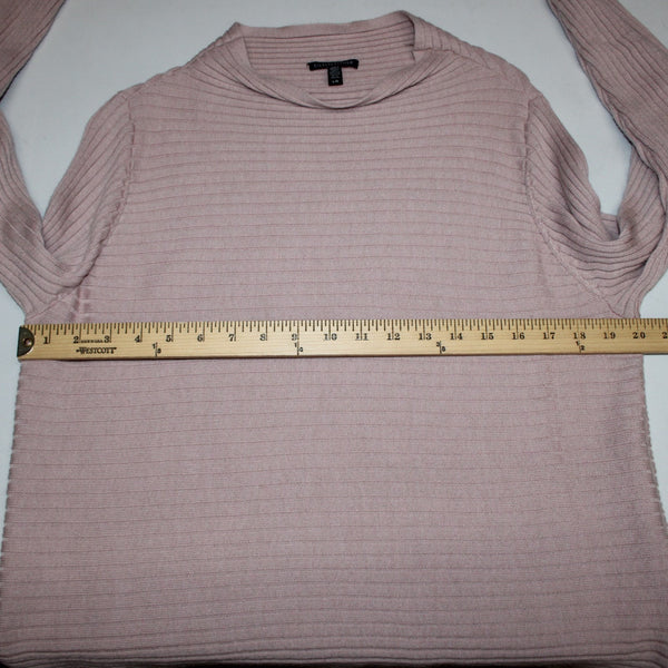 Eileen Fisher Sweater Sz L Pink Knit Ribbed 100% Extra Fine Merino Wool Sweater