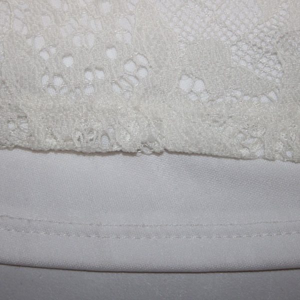 BCX NEW $39 Sz M Off White Lace Overlay Collared 100% Nylon Polyester Top