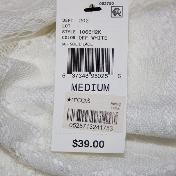BCX NEW $39 Sz M Off White Lace Overlay Collared 100% Nylon Polyester Top