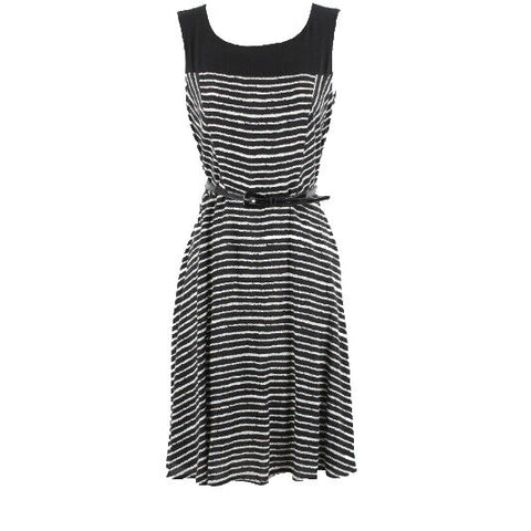 AB Studio NEW $60 Sz 2 Black Ivory Patent Belt 100% Rayon Dress