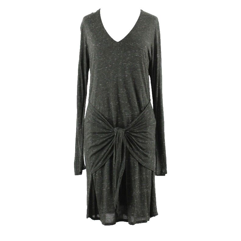 Dolan Left Coast Sz M Green Gray Waist Tied Viscose Wool Poly Blend Dress