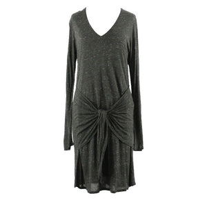 Dolan Left Coast Sz M Green Gray Waist Tied Viscose Wool Poly Blend Dress
