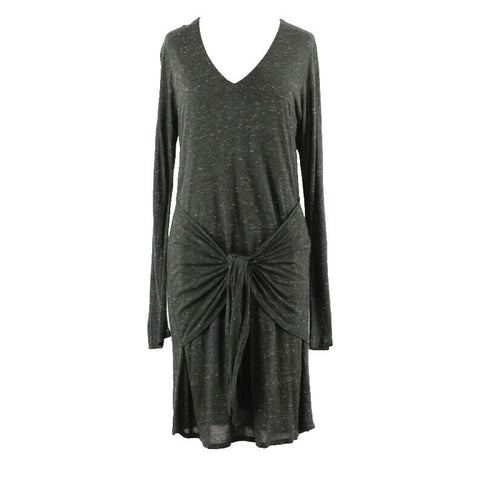 Dolan Left Coast Sz M Green Gray Waist Tied Viscose Wool Poly Blend Dress