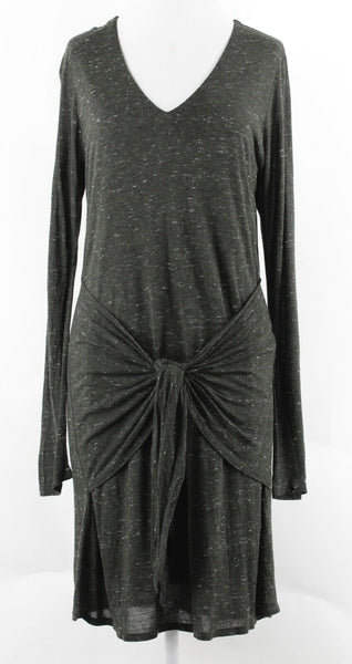 Dolan Left Coast Sz M Green Gray Waist Tied Viscose Wool Poly Blend Dress