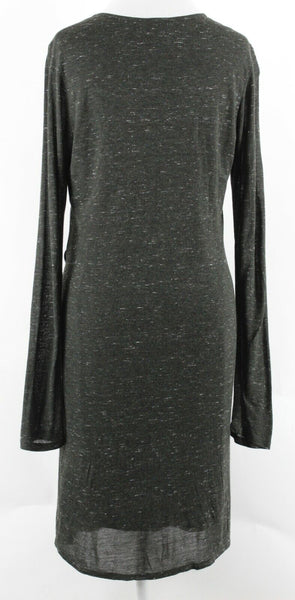 Dolan Left Coast Sz M Green Gray Waist Tied Viscose Wool Poly Blend Dress