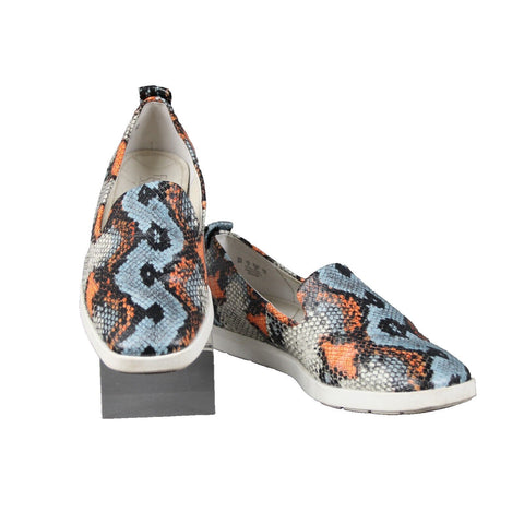 Franco Sarto Boston Sz 9 M Blue Orange Reptile Print Leather Slip On Flats