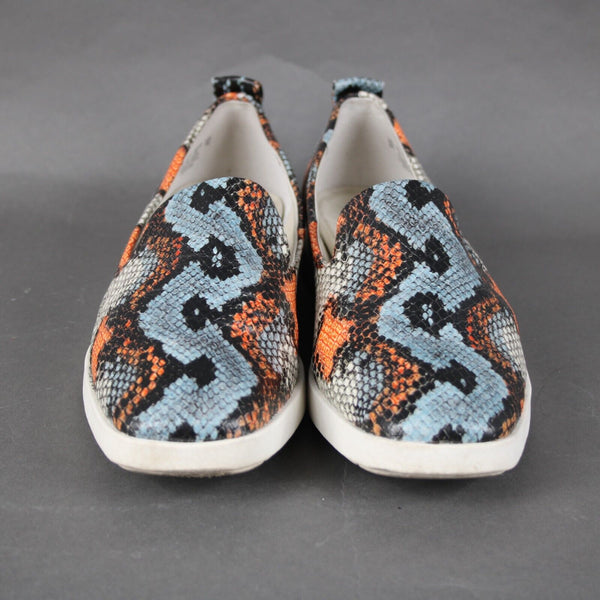 Franco Sarto Boston Sz 9 M Blue Orange Reptile Print Leather Slip On Flats