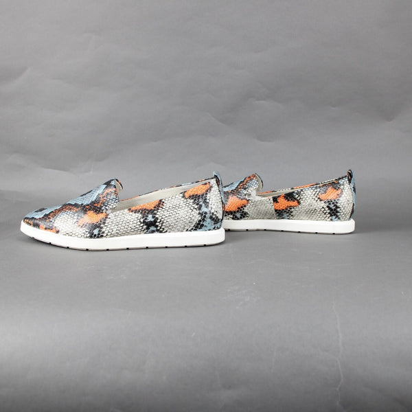 Franco Sarto Boston Sz 9 M Blue Orange Reptile Print Leather Slip On Flats