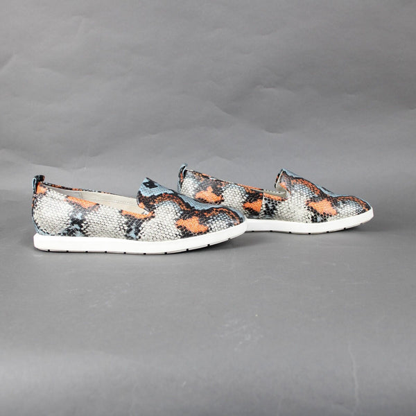 Franco Sarto Boston Sz 9 M Blue Orange Reptile Print Leather Slip On Flats