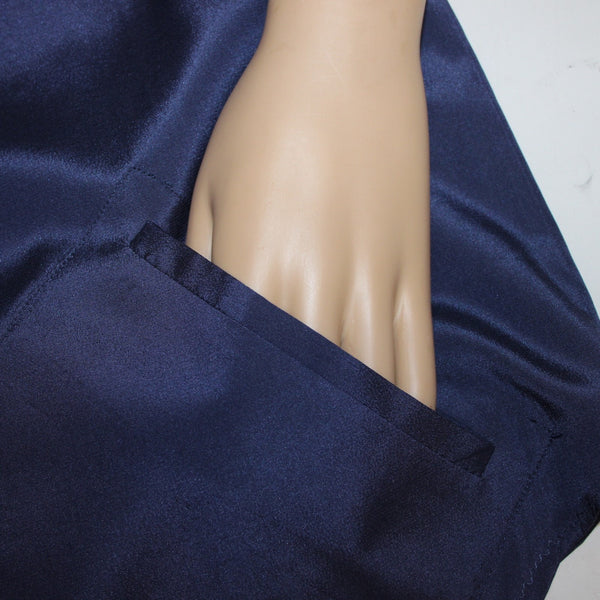 Armani Collezioni Top Sz 10 Navy Blue Bold Print Button Front Silk Blend Top