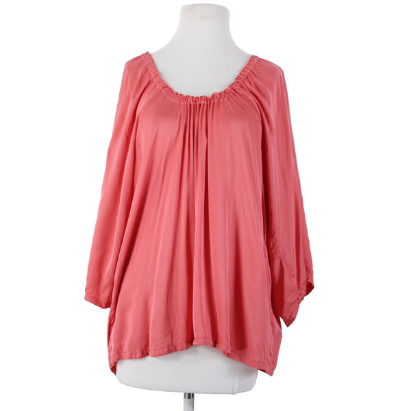 Michael Stars Sz S Pink Hi Lo 3/4 Sleeve Viscose Rayon Bohemian Oversized Top