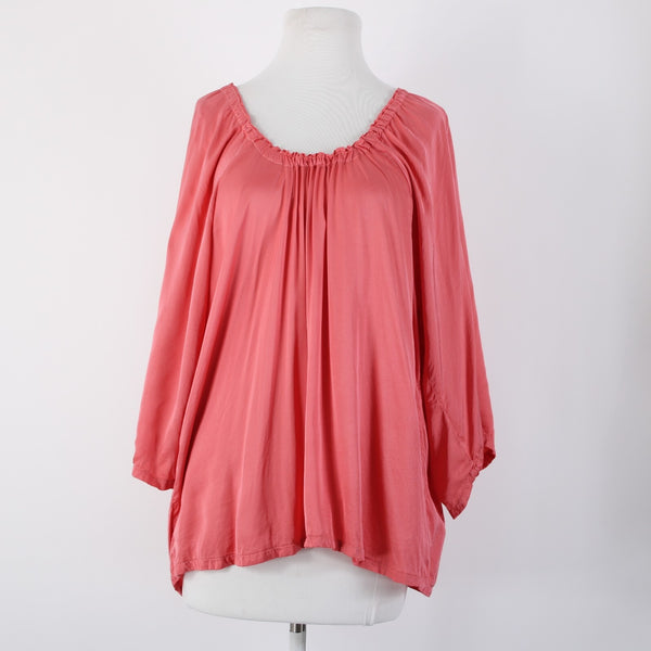 Michael Stars Sz S Pink Hi Lo 3/4 Sleeve Viscose Rayon Bohemian Oversized Top