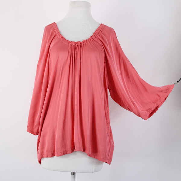 Michael Stars Sz S Pink Hi Lo 3/4 Sleeve Viscose Rayon Bohemian Oversized Top