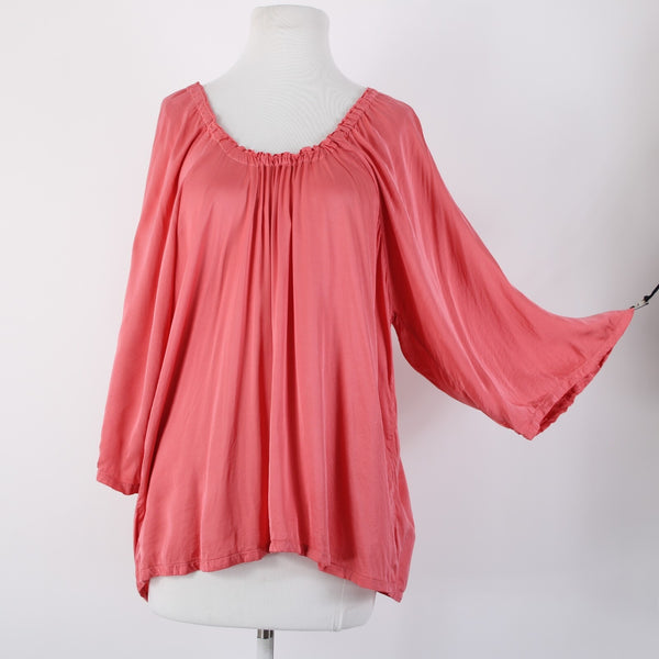 Michael Stars Sz S Pink Hi Lo 3/4 Sleeve Viscose Rayon Bohemian Oversized Top