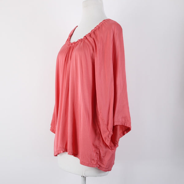 Michael Stars Sz S Pink Hi Lo 3/4 Sleeve Viscose Rayon Bohemian Oversized Top