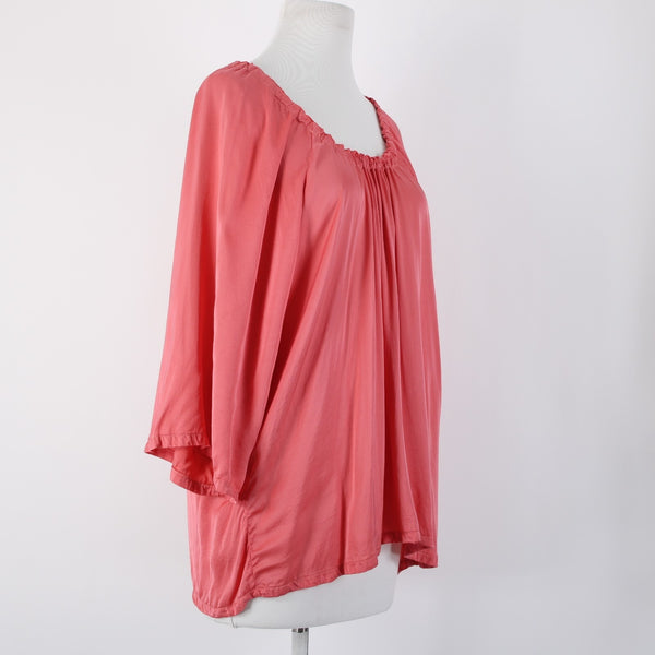 Michael Stars Sz S Pink Hi Lo 3/4 Sleeve Viscose Rayon Bohemian Oversized Top