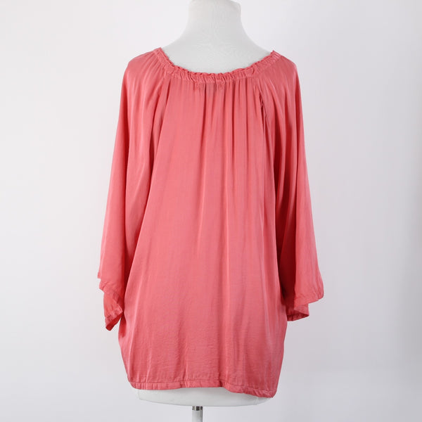 Michael Stars Sz S Pink Hi Lo 3/4 Sleeve Viscose Rayon Bohemian Oversized Top