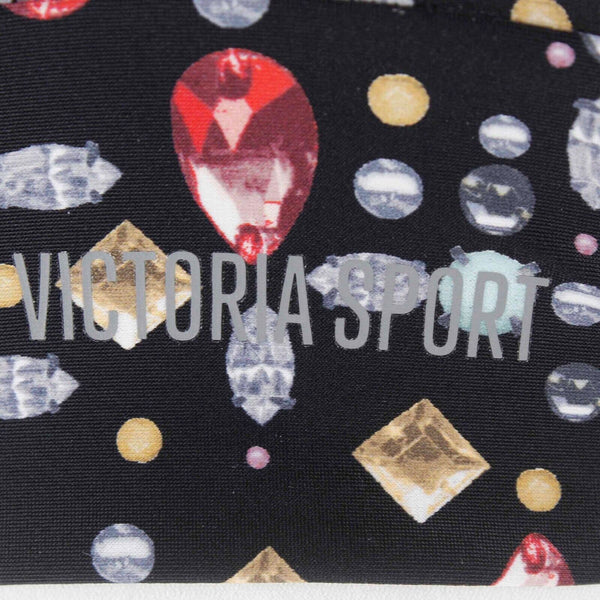 Victoria Sport Sz SP Black Multicolor Jewel Design Racerback Poly AW Sports Bra