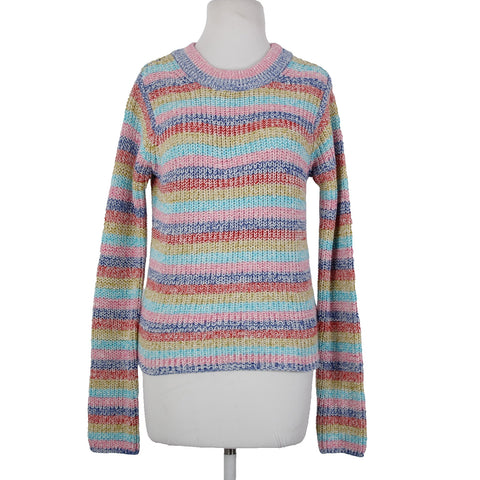 Philosophy NEW $88 Sz XS Pink Blue Multi Color Striped Cotton Acrylic Sweater