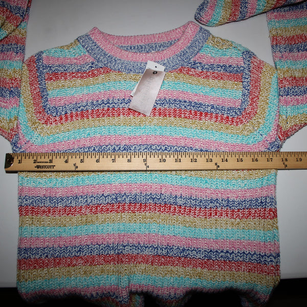 Philosophy NEW $88 Sz XS Pink Blue Multi Color Striped Cotton Acrylic Sweater