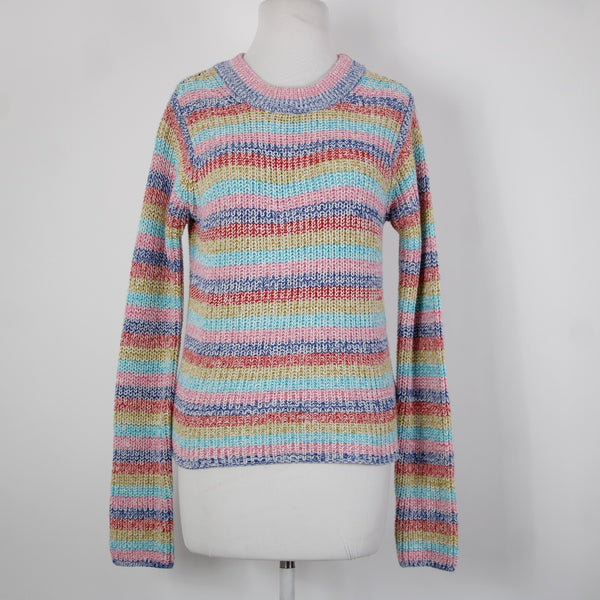 Philosophy NEW $88 Sz XS Pink Blue Multi Color Striped Cotton Acrylic Sweater