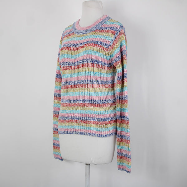 Philosophy NEW $88 Sz XS Pink Blue Multi Color Striped Cotton Acrylic Sweater