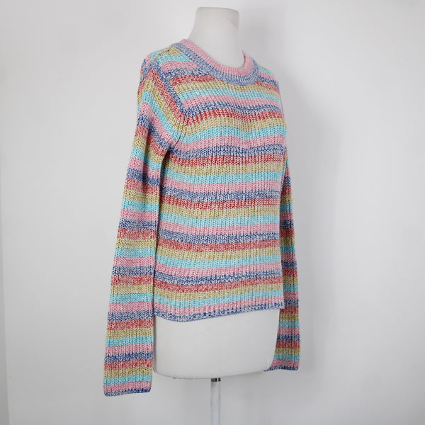 Philosophy NEW $88 Sz XS Pink Blue Multi Color Striped Cotton Acrylic Sweater