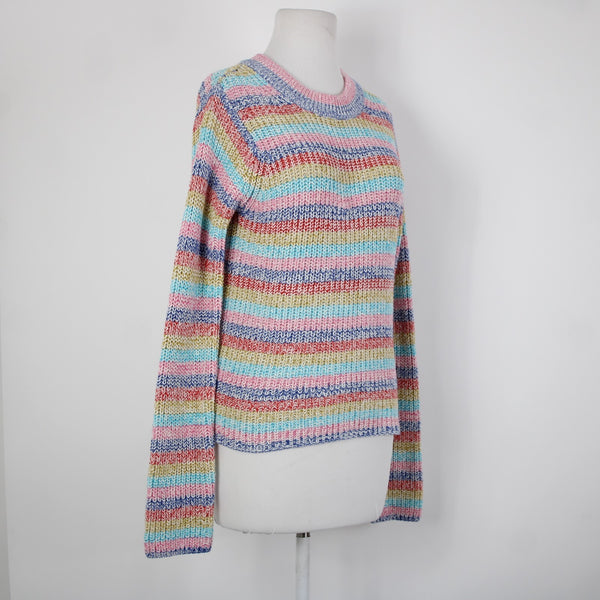 Philosophy NEW $88 Sz XS Pink Blue Multi Color Striped Cotton Acrylic Sweater