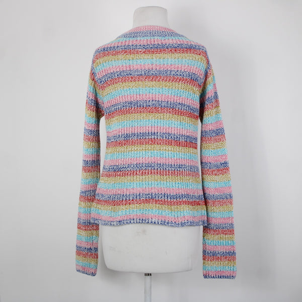 Philosophy NEW $88 Sz XS Pink Blue Multi Color Striped Cotton Acrylic Sweater