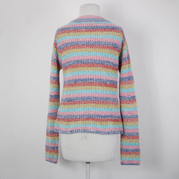 Philosophy NEW $88 Sz XS Pink Blue Multi Color Striped Cotton Acrylic Sweater