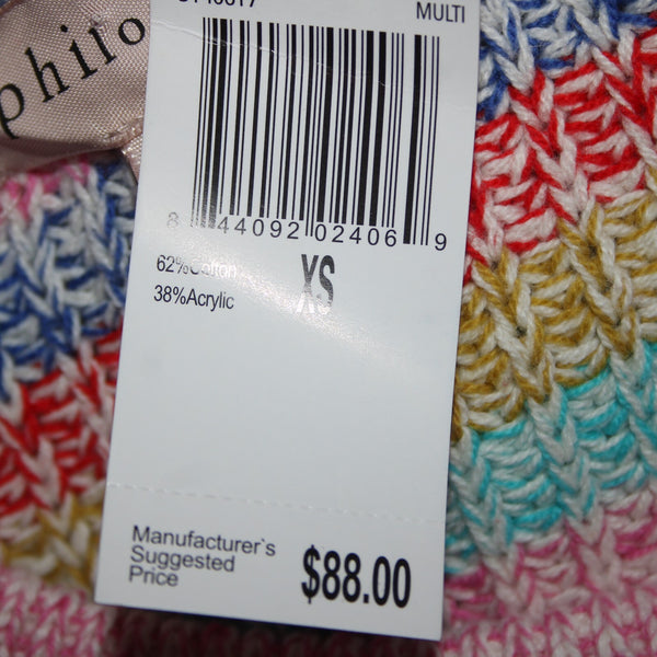 Philosophy NEW $88 Sz XS Pink Blue Multi Color Striped Cotton Acrylic Sweater