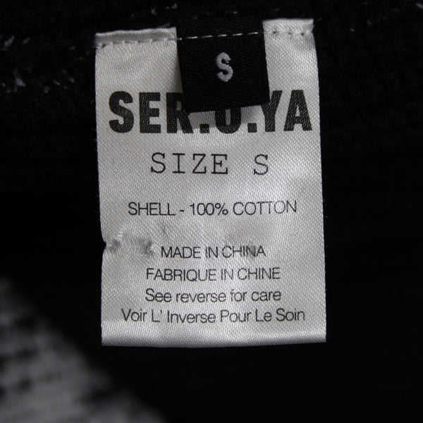 Se.ro.ya Sz S Black White Distressed Knit Long Sleeve 100% Cotton Sweater